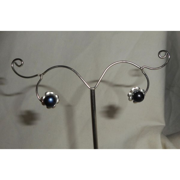 Boucles d'oreilles argent 925 avec perle de culture noire