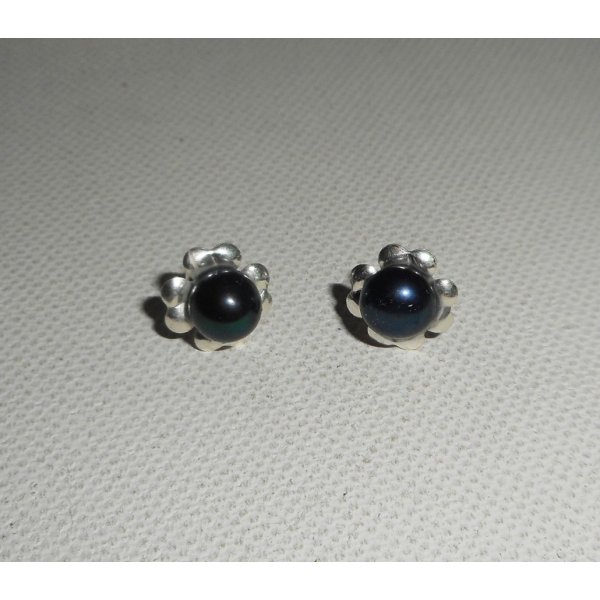 Boucles d'oreilles argent 925 avec perle de culture noire