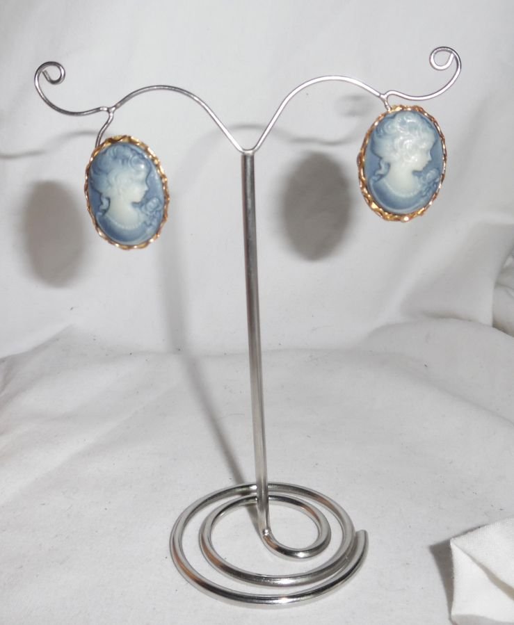 Boucles d'oreilles camé bleu sur clips