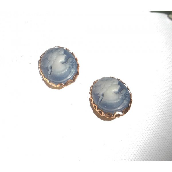 Boucles d'oreilles camé bleu sur clips