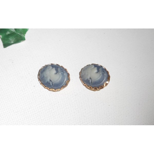 Boucles d'oreilles camé bleu sur clips