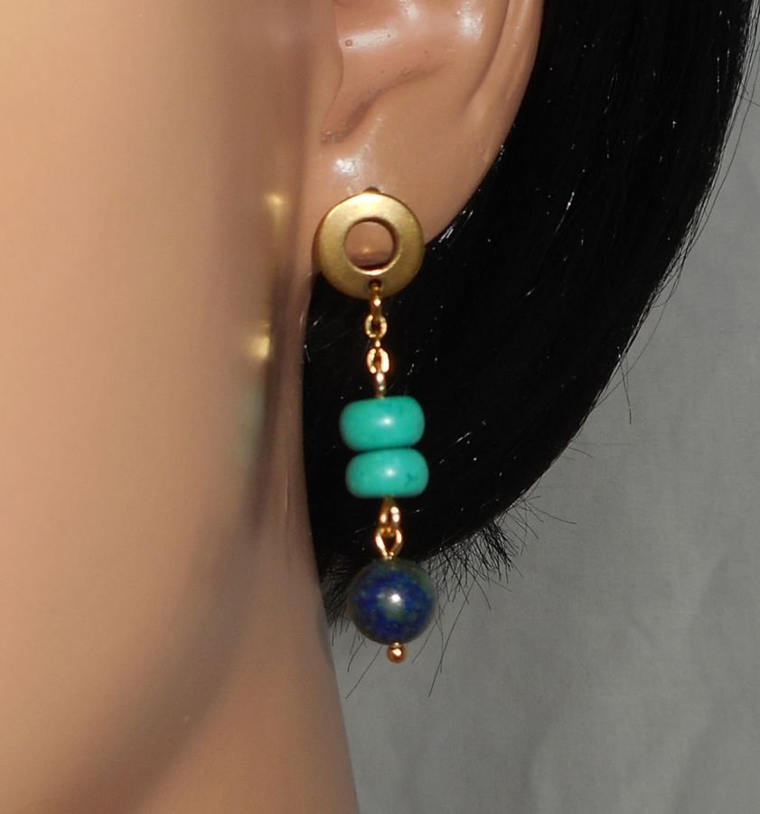 Boucles d'oreilles Lapis Lazzuli et Turquoise 