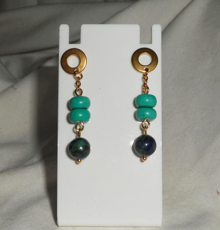 Boucles d'oreilles Lapis Lazzuli et Turquoise 