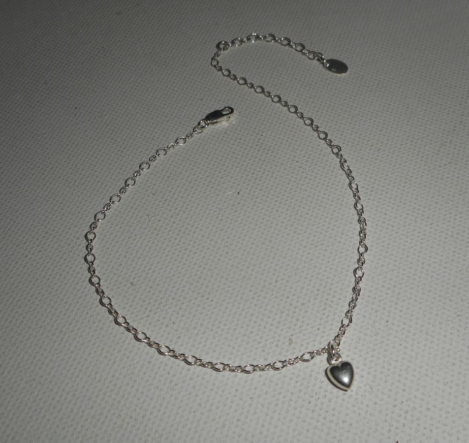 Bracelet/chaine de cheville avec coeur sur chaine argent 925