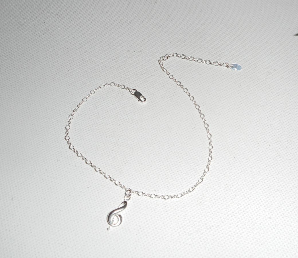 Bracelet/chaine de cheville avec note de musique sur chaine argent 925