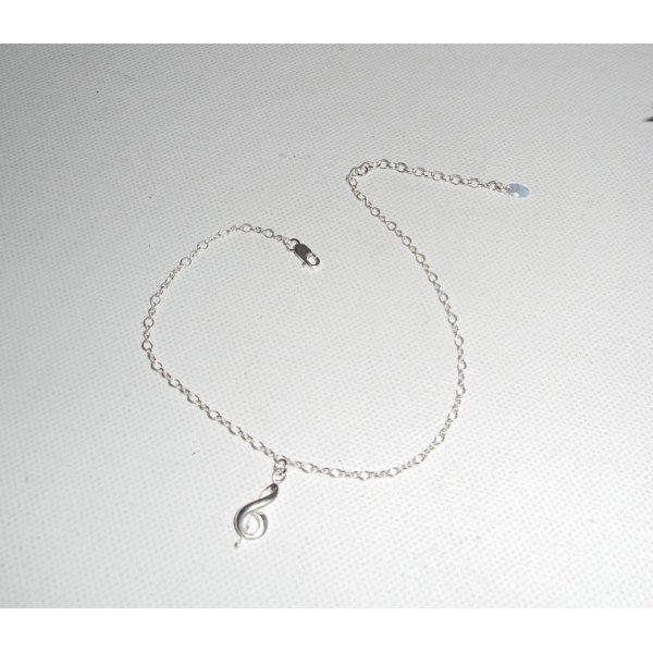 Bracelet/chaine de cheville avec note de musique sur chaine argent 925
