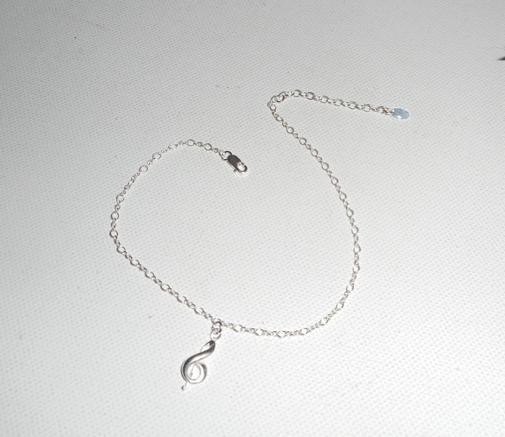 Bracelet/chaine de cheville avec note de musique sur chaine argent 925