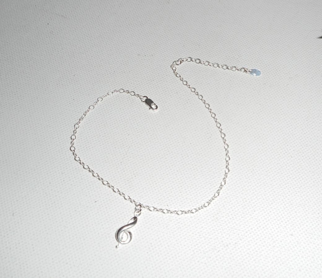 Bracelet/chaine de cheville avec note de musique sur chaine argent 925