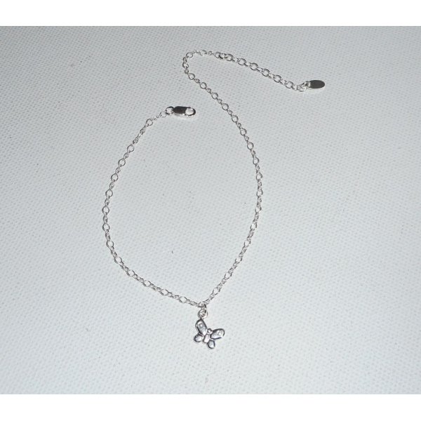 Bracelet/chaine de cheville avec papillon sur chaine argent 925