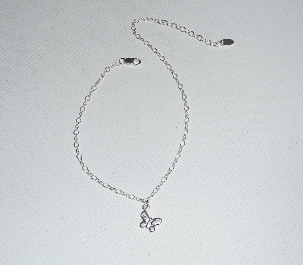 Bracelet/chaine de cheville avec papillon sur chaine argent 925
