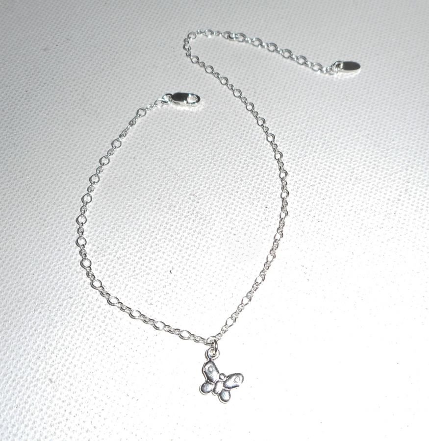 Bracelet/chaine de cheville avec papillon sur chaine argent 925