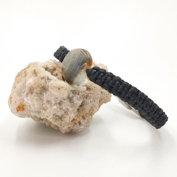 Bracelet corde tissée avec pierre en agate bleue