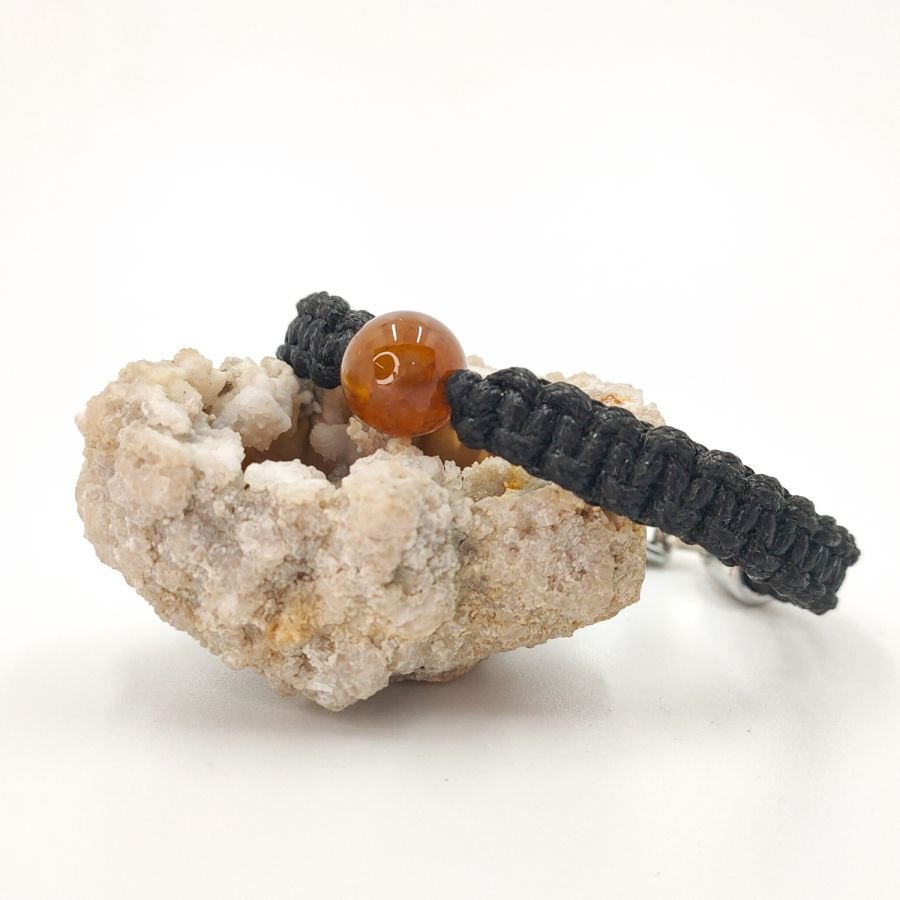 Bracelet corde tissée avec agate marron