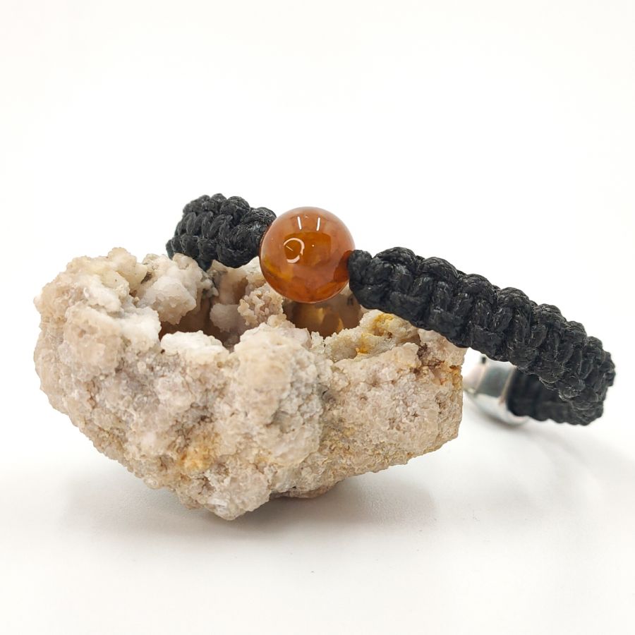 Bracelet corde tissée avec agate marron