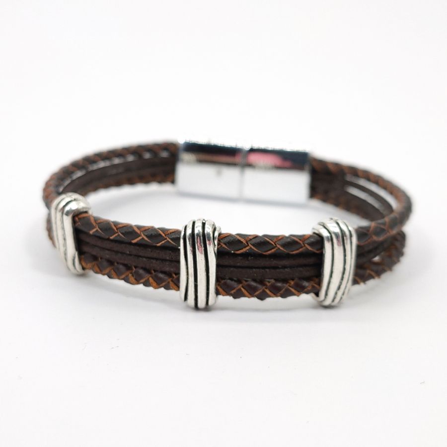 Bracelet cuir marron pour homme