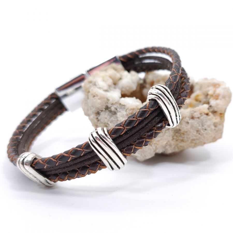 Bracelet cuir marron pour homme