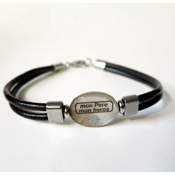 Bracelet nacre personnalisée sur cuir