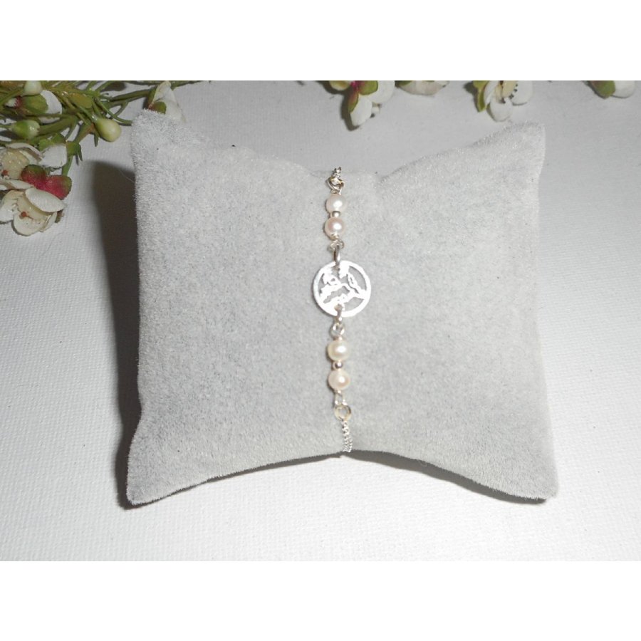 Bracelet en perles de culture avec arbre de vie en argent 925