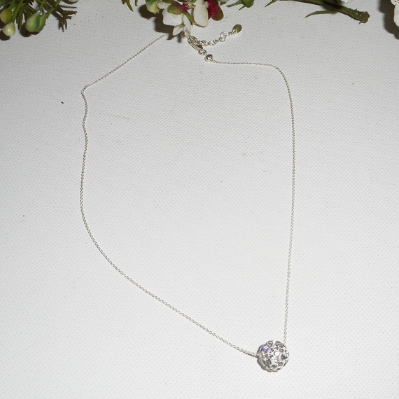 collier en argent 925 avec perles en cristal de Swarovski sur fine chaine