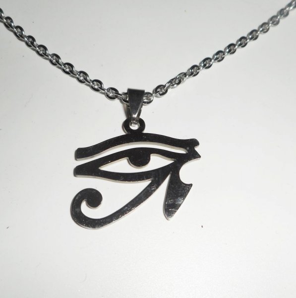 Collier oeil d'orus sur chaine en acier inoxydable