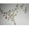 Parure Collier aerien avec fleurs écrues et perles en cristal