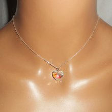 Pendentif coeur blanc AB en cristal de Swarovski sur chaine argent 925