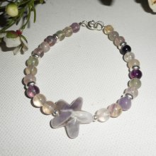 Bracelet étoile en améthyste et pierres de fluorite sur argent 925