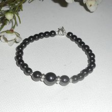 Bracelet en pierres d'hématite et argent 925