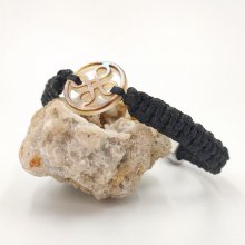 Bracelet corde tissée avec  palet de noeud en nacre