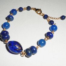 Bracelet en Verre de Murano et pierres semi-précieuses bleu