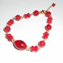 Bracelet en Verre de Murano rouge et gorgone avec jade coloré