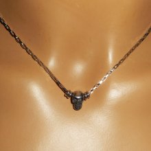 Collier tête de mort sur chaine en acier inoxydable